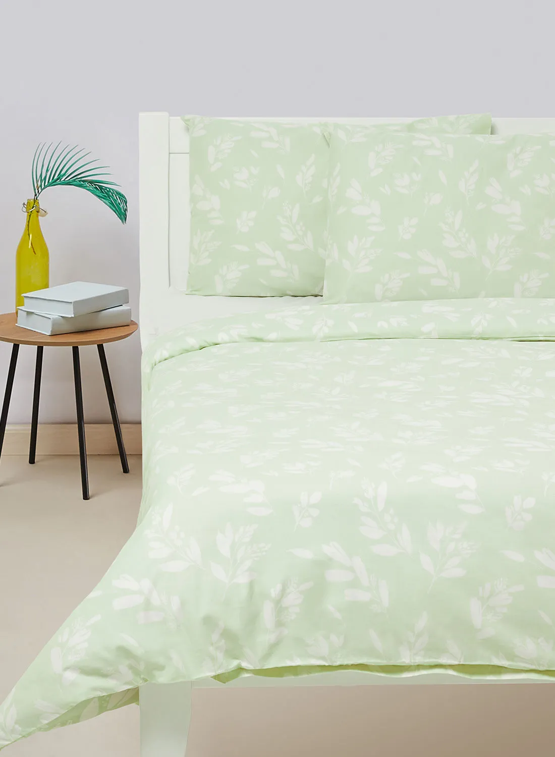 Amal Duvet Cover - With Pillow Cover 50X75 Cm, Comforter 160X200 Cm, - For Queen Size Mattress - Green 100% Cotton