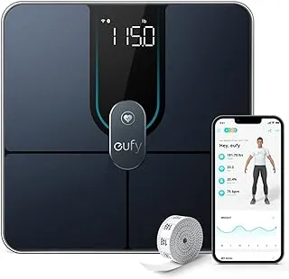eufy Smart Scale P2 Pro, Digital Bathroom Scale with Wi-Fi Bluetooth, 16 Measurements Including Weight, Heart Rate, Body Fat, BMI, Muscle & Bone Mass, 3D Virtual Body Mode, Black, T9149