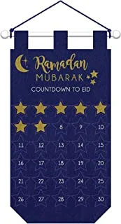 Amscan Eid Felt Banner With Removable Add Ons, 19 1/2 Inches X 11 1/4 Inches, Blue And Gold