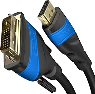 KabelDirekt - كابل مهايئ HDMI-DVI - 3 م (ثنائي الخيانة ، DVI-D 24 + 1 / كابل HDMI عالي السرعة ، 1080 بكسل / دقة عالية كاملة ، كابل فيديو رقمي ، توصيل أجهزة HDMI بشاشات DVI ، أو العكس ، أسود)