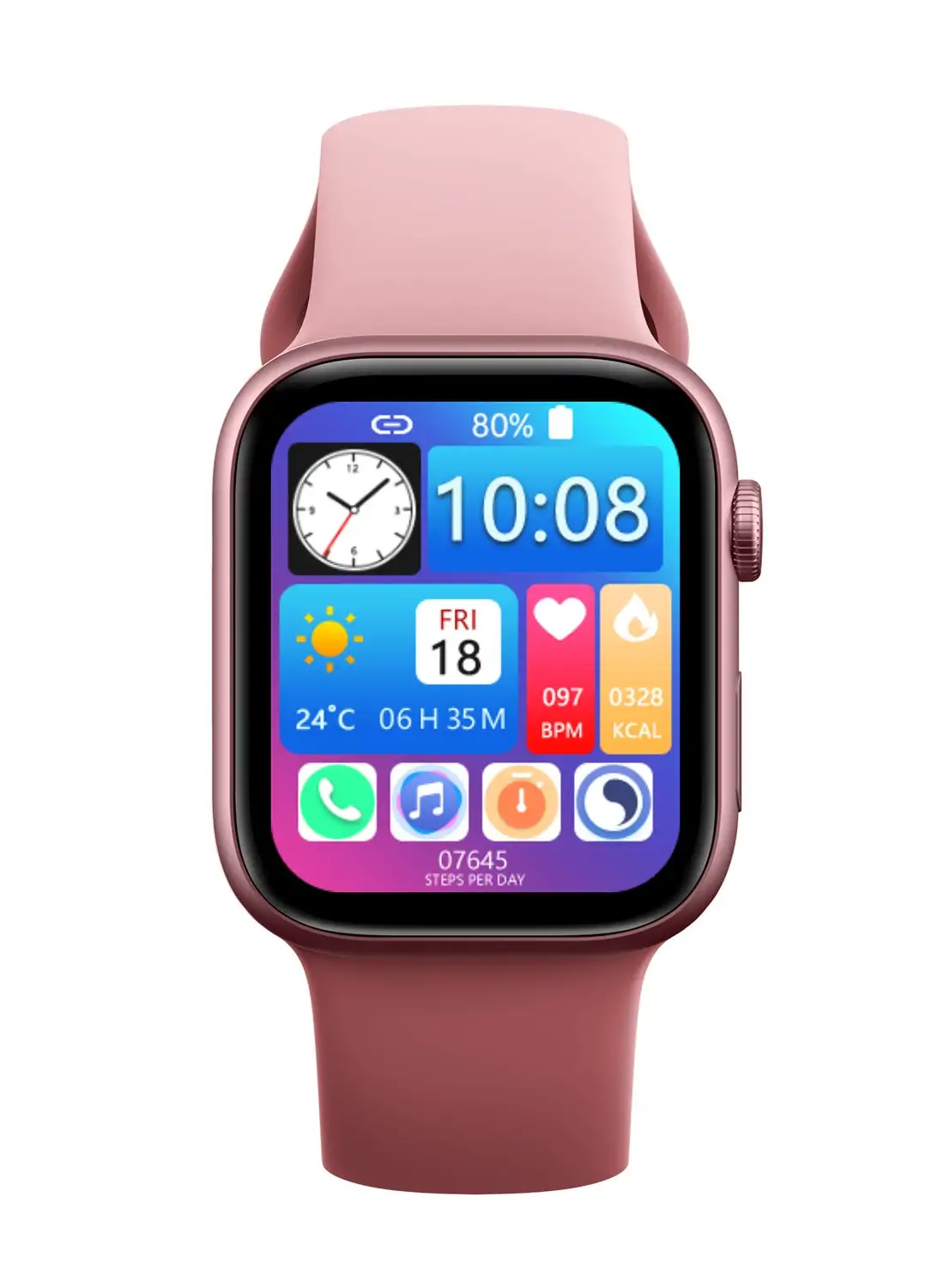 FitPro Series 8 Pro Max 45mm Full Screen Smartwatch With Rotating Side Pink