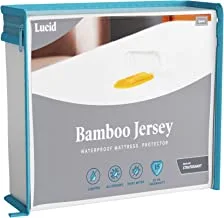 LUCID Premium Rayon from Bamboo Jersey Mattress Protector - Ultra Soft - Waterproof - Queen, White