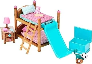 مجموعة لعب سرير بطابقين من Li'l Woodzeez - أثاث وإكسسوارات غرفة نوم مصغرة - مجموعة ألعاب من 18 قطعة مع سرير وألعاب وكتاب والمزيد - هدايا للأطفال من سن 3 سنوات فما فوق