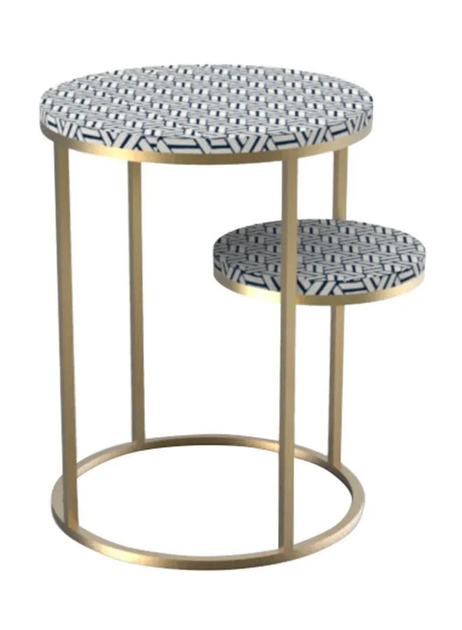ebb & flow Side Table Luxurious - In Gold/Blue Bone Inlay - Used Next To Sofa As Coffee Corner