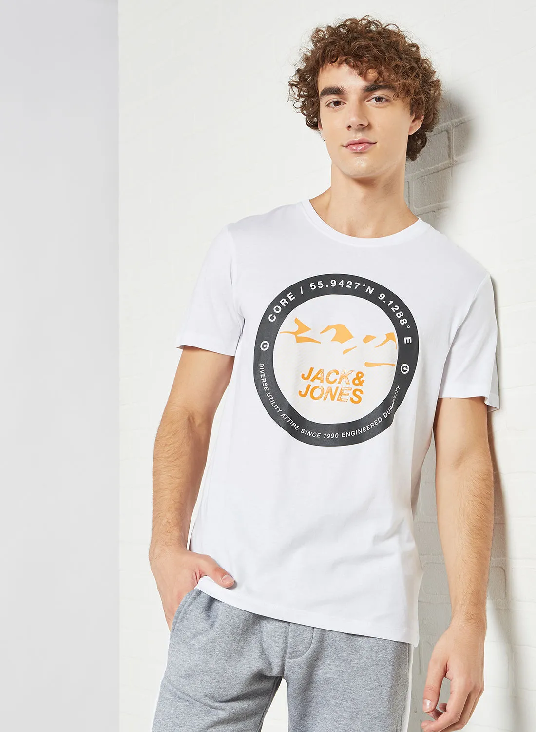 JACK & JONES Circular Logo Print T-Shirt White