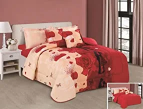 HOURS Medium Filling Floral Comforter 6 Piece Set King Size Rosemary-009 Multicolor
