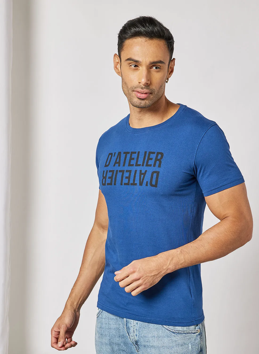 Sivvi x D'Atelier Crew Neck T-Shirt أزرق