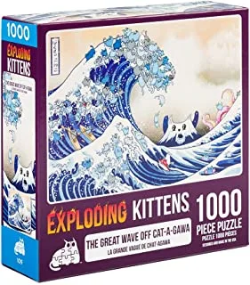 أحجية الصور المقطوعة للقطط المتفجرة للبالغين - The Great Wave Off Catagawa - ألغاز بانوراما 1000 قطعة للمرح العائلي وليلة الألعاب