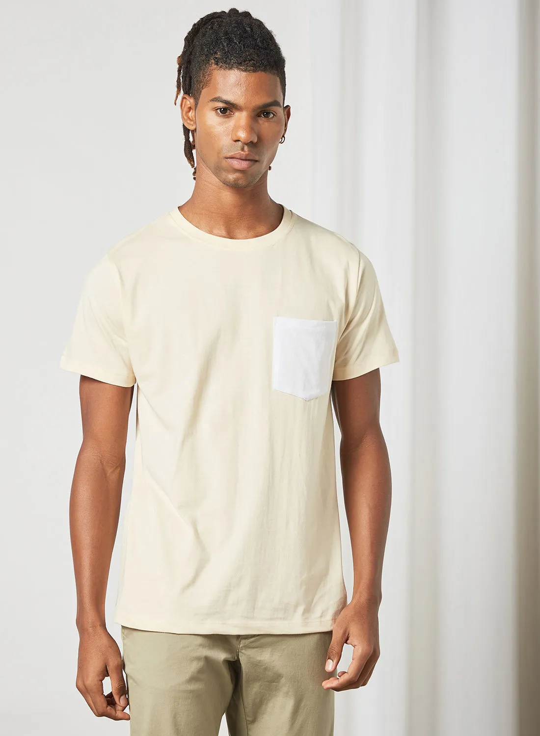 STATE 8 Patch Pocket T-Shirt Beige