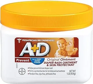 A+D Original Ointment DIAPER RASH OINTMENT & SKIN PROTECTION, One Pound(454g).