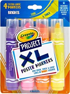 أقلام ملصق كرايولا XL بألوان زاهية 4 قطع ، متعدد الألوان
