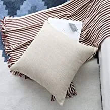 In House Off White Linen Decorative Solid Filled Cushion, 30 * 30 centimeter