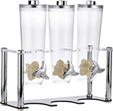 ZICCO Cereal - Cornflakes Dispenser with 3x2 Liter Containers on Stand, Silver/ Clear, ZCP 774