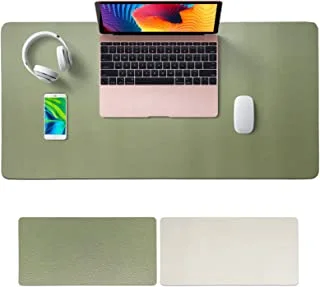 SKY-TOUCH Mouse Pad Large 80x40cm, Leather Computer Desk Pad Office Desk Mat Extended Gaming Mouse Pad, Non-Slip Waterproof Dual-Side USe Desk Mat Protector (Green/Silver)