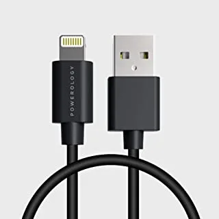 Powerology iPhone Cable Charger PVC,Lightning Cable MFi 1.2m/4ft Charge & Sync, for iPhone 11/11 Pro/11 Pro Max/Xs/Xs Max/9/SE2/8/8 Plus and more (Black)