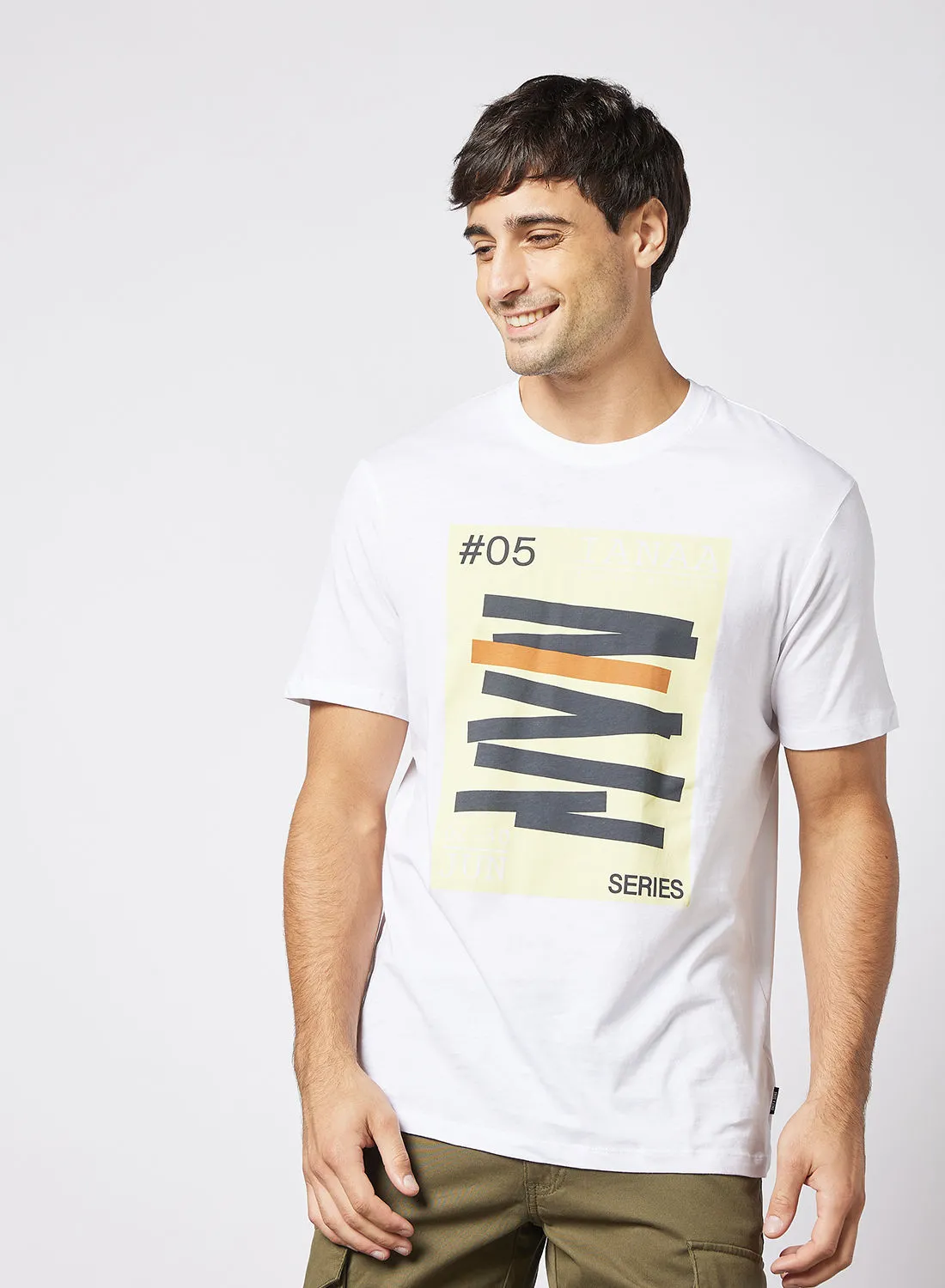 ONLY & SONS Graphic Print T-Shirt أبيض