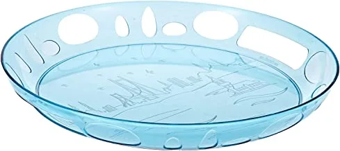 Harmony Glass Sectional Round Serving Tray, Blue