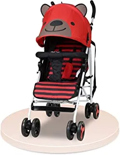 Nurtur Luca Bear Baby/Kids Lightweight Stroller 0 36 Months, Storage Basket, Detachable Bumper, 5 Point Safety Harness, Compact Design, Shoulder Strap Official Nurtur Product, Multicolor