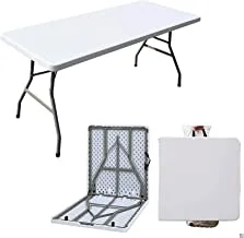 SHOWAY Plastic Portable Picnictable Table,6ft Folding Table,heavy Duty ​folding Trestle Table,with Carrying Handle,for Garden,camping,bbq Dining,picnic,patio Party,catering Buffet,Table