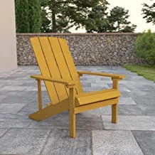 أثاث فلاش تشارلزتاون في جميع الأحوال الجوية كرسي أديرونداك مصنوع من خشب البولي راتنج من البولي الراتنج باللون الأصفر