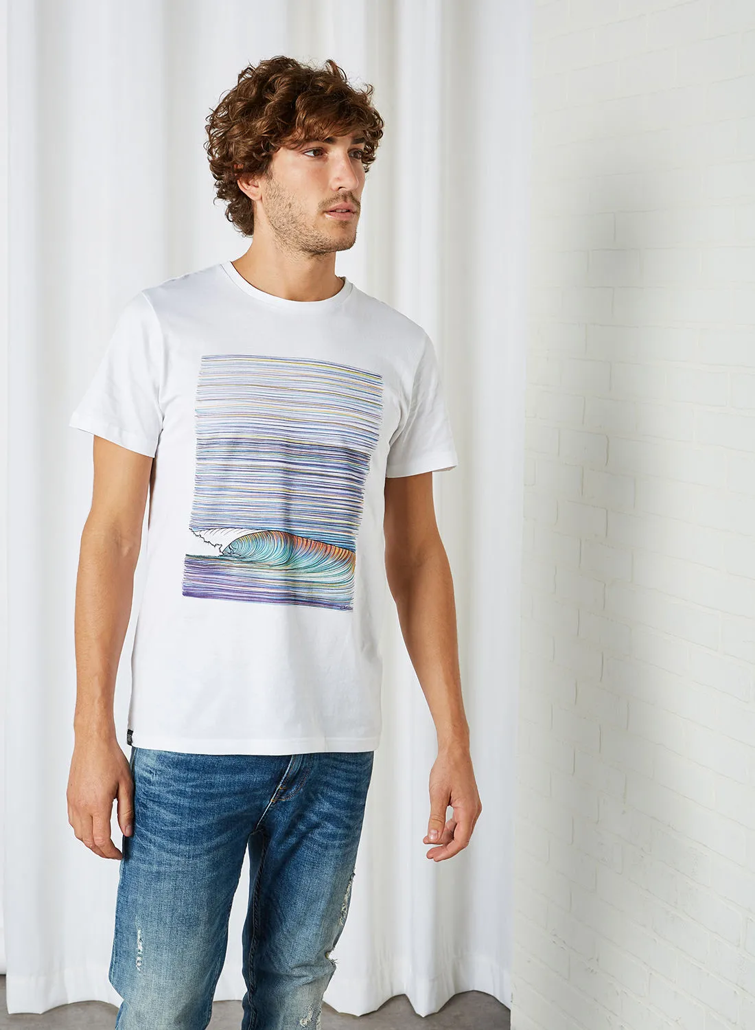 DEDICATED T-shirt Stockholm Color Wave White