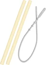 Minikoioi Flexi Straws - 2Pcs - Yellow & Brush