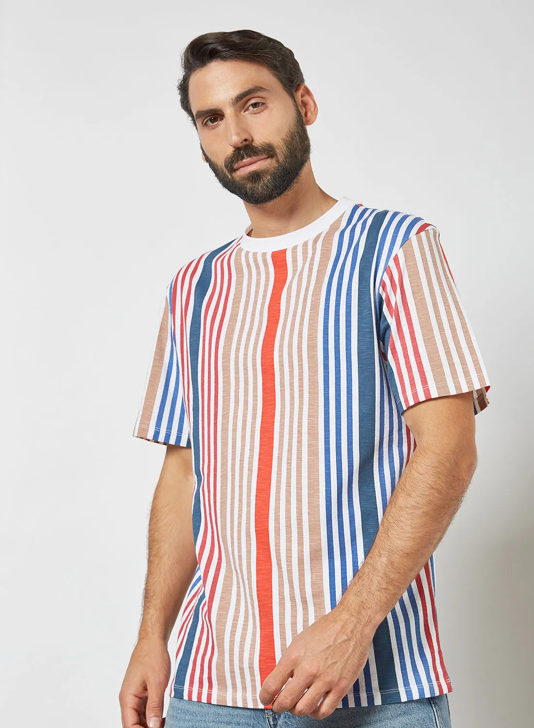 STATE 8 All-Over Stripe T-Shirt Blue/Red Stripes