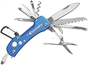 Discovery Adventures Multitool Knife - 12 Use stainless steel folding knife Swiss knife lightweight key ring to carry, Blue