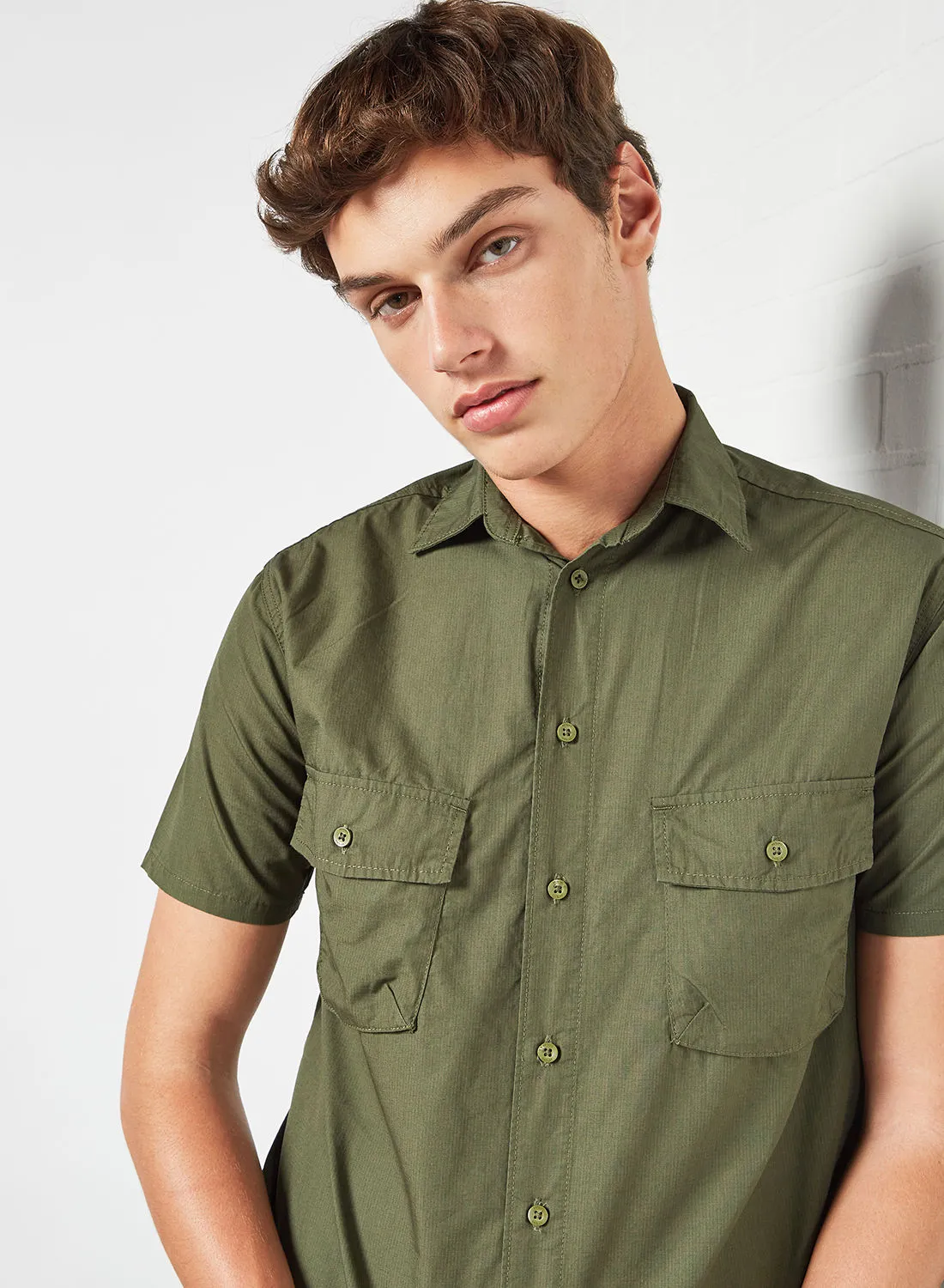 STATE 8 Casual Pocket Shirt Olive