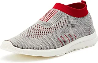 Bourge Men Pearl-Z3 Grey And Red Sports Shoes-11 UK (45 EU) (12 US) (Vega Pearl-5-11)