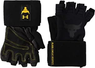 Under Armour Mens Black/Gold Project Rock Weight Lifting Training Glove