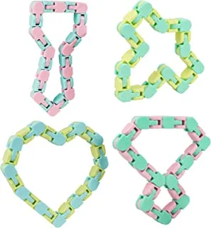 Keeyment wacky tracks snap and click fidget toys 24 links 4 pack for kids puzzles toys finger snake for stress relief