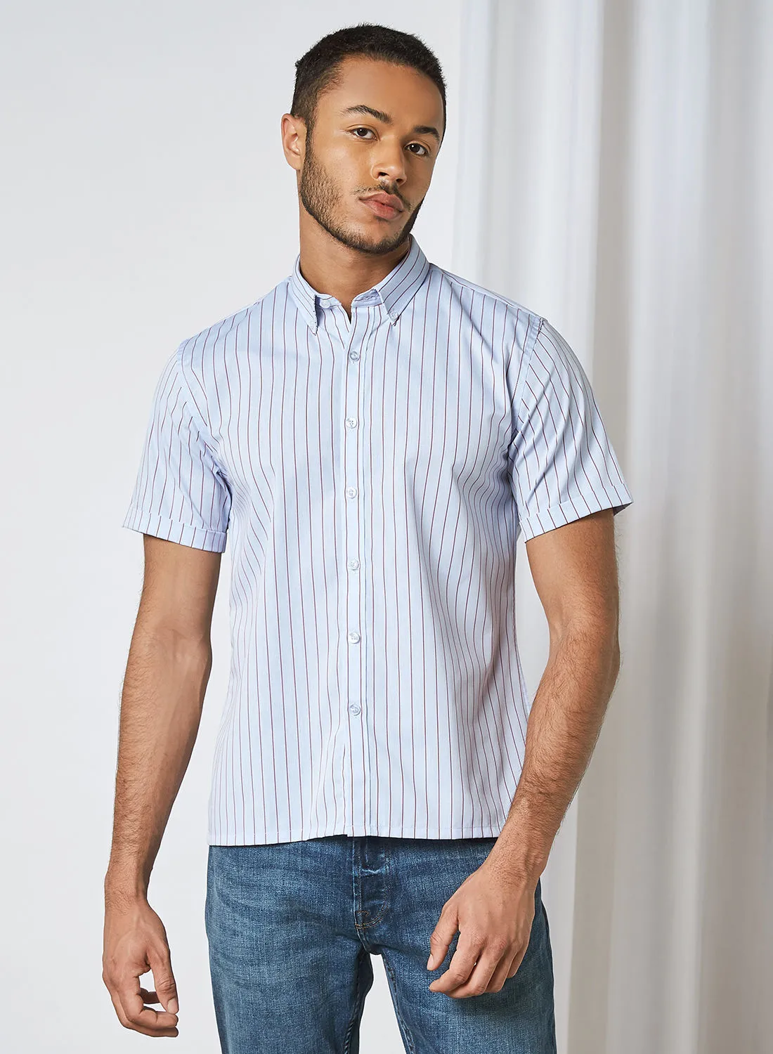 STATE 8 Solid Short Sleeve Shirt Striped