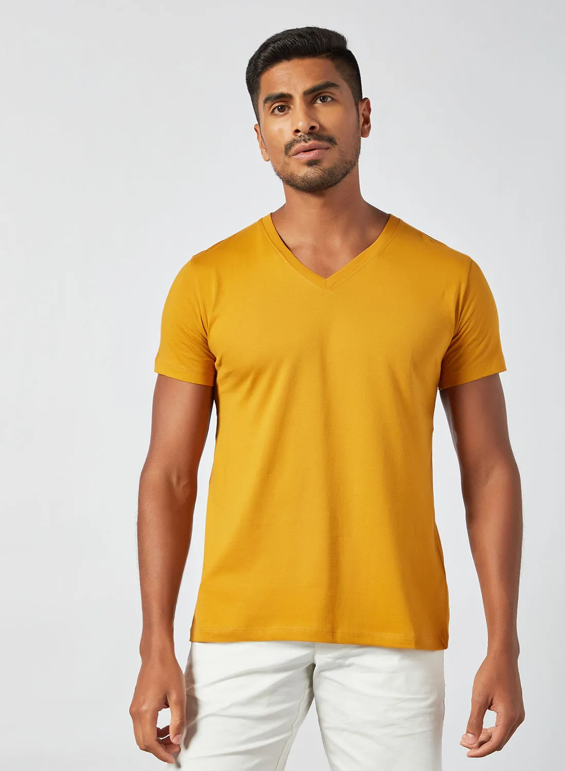 STATE 8 Regular Fit V-Neck T-Shirt Yellow