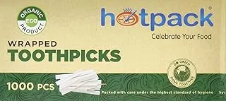 Hotpack Bamboo Tooth Picks Individually Wrapped 1000 Pieces, White, Wtp