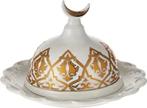 Harmony Porcelain Tajine With Gold Decal,White