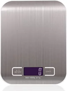 Electric Kitchen Scale Kitchen Scale Digital Food Scale 10Kg Measuring Range For Cooking Baking G Lb Oz Ml Kg Milk Ml Stainless Steel, Silver Range 10Kg