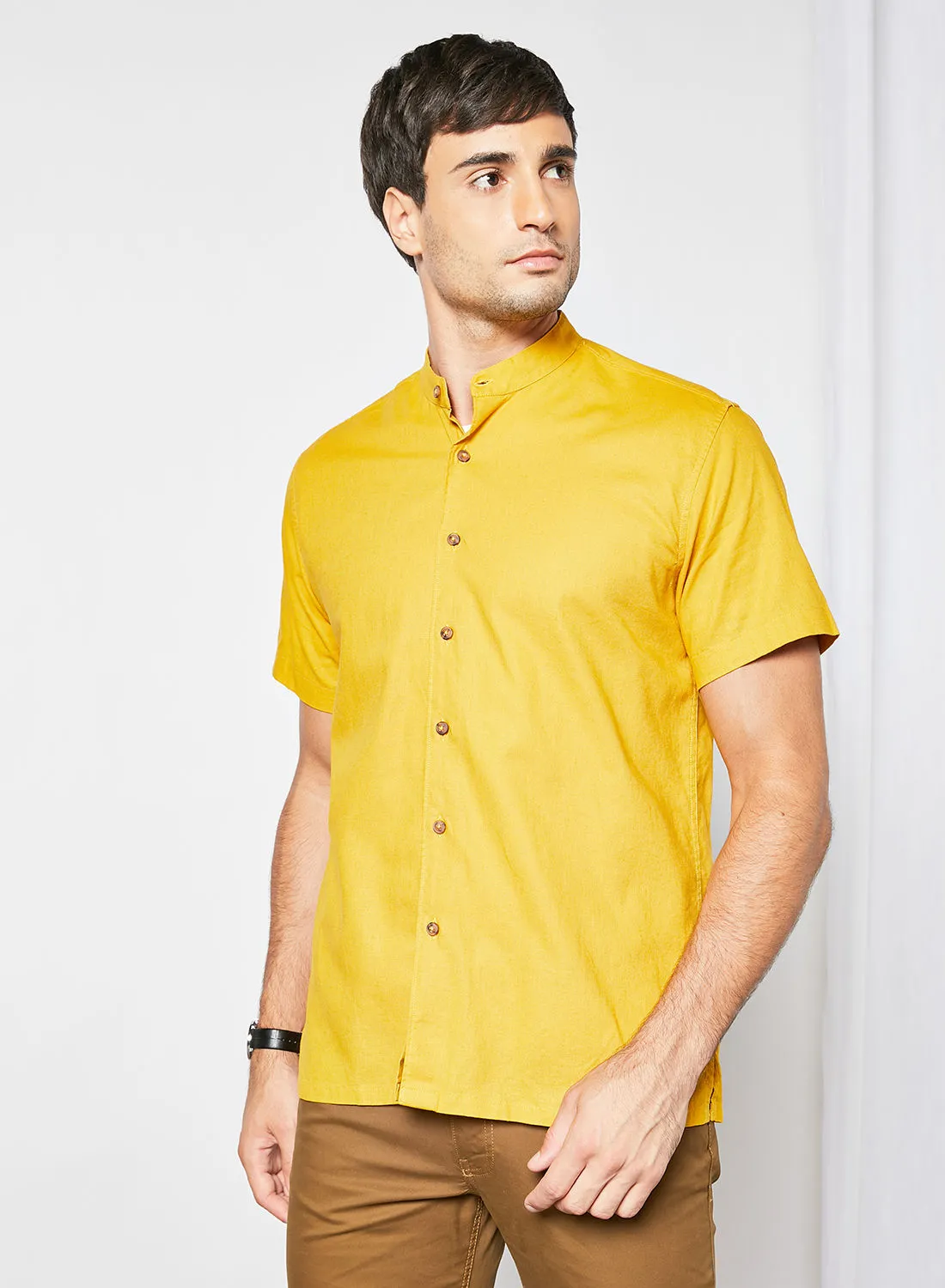 Sivvi x D'Atelier Mandarin Collar Shirt Yellow