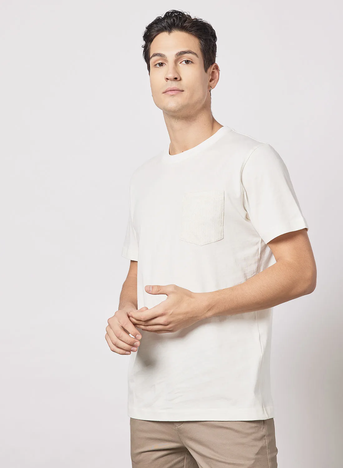 Selected Homme Basic Pocket T-Shirt أبيض فاتح