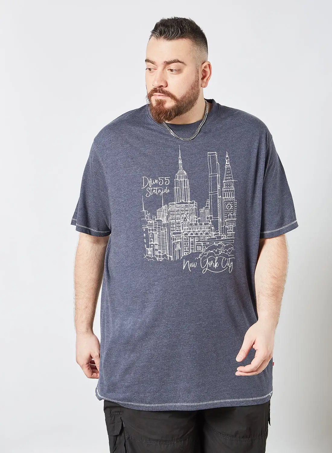 D555 Plus Size Graphic Print T-Shirt Navy