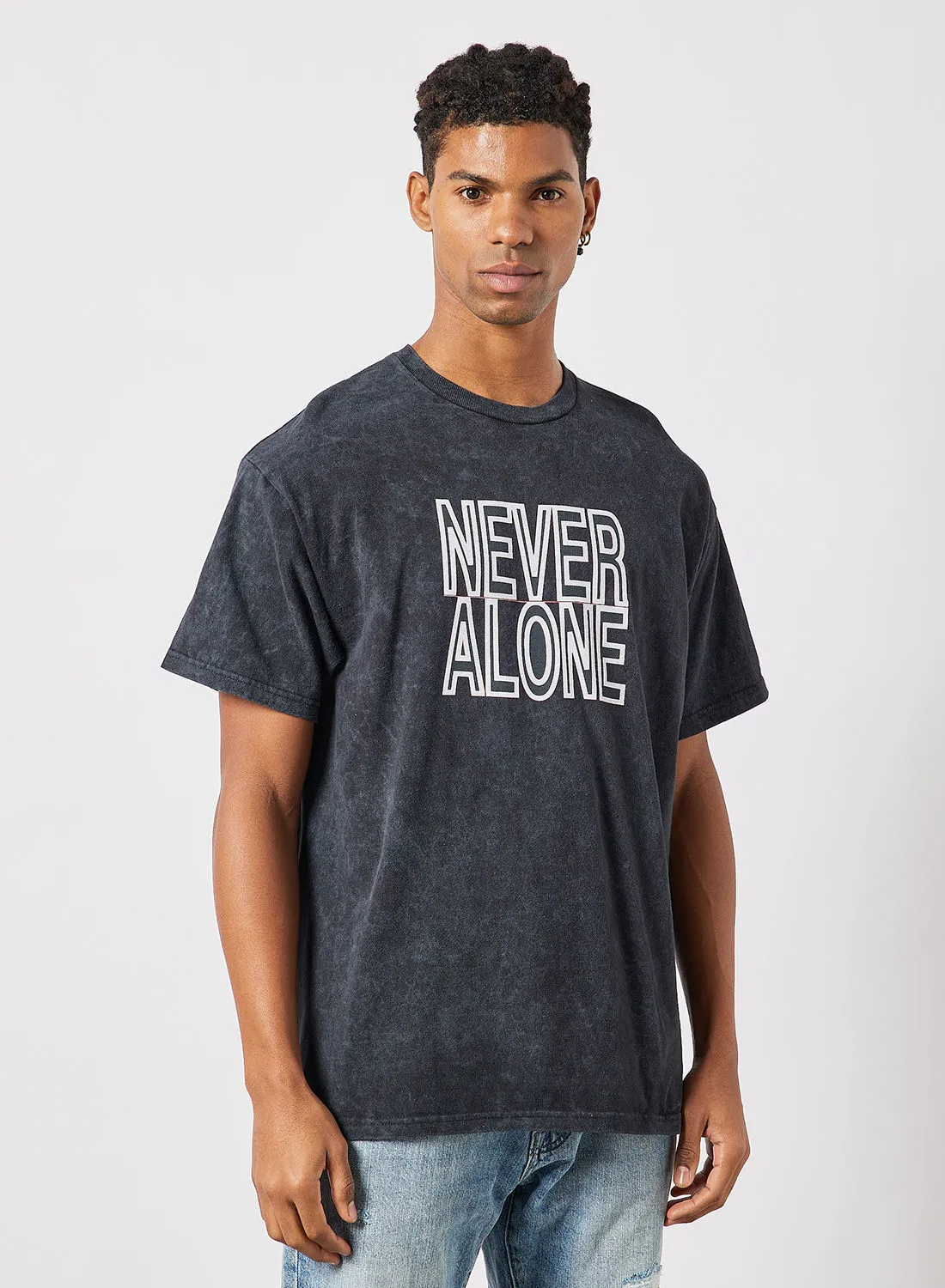 Blood Brother Clarence Slogan T-Shirt Charcoal
