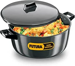 Hawkins Futura Hard Anodised Cook n Serve Stewpot With LID, 6 Litres, Black