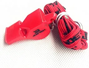 Joerex Plastic thunder Whistle with lanyard, referee whistle professional football, basketball game, Red
