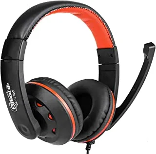 EDatalife Computer Headphones, With Microphone - PC Game Headsets with Microphone and Mute Control for Office Zoom, Conference and Laptop, PS4, DL-1700C (Orange), medium