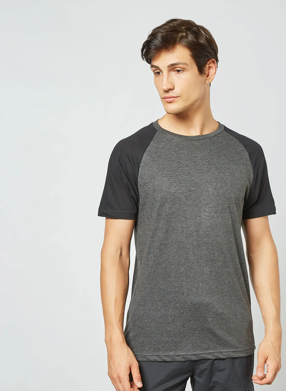 BRAVE SOUL Raglan Sleeve T-Shirt Grey/Black