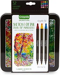 Crayola Signature Sketch and Detail Dual Ended Markers, 16 Count