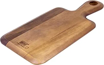 Billi Wooden Chopping Board With Handle - Acacia Wood Pizza Peel/Cutting Board/Serving Tray, Pizza Paddle, Brown 32 X 15 X2Cm
