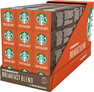 Starbucks Breakfast Blend by NESPRESSO Medium Roast Coffee Capsules, Pack of 12, 672g, Orange