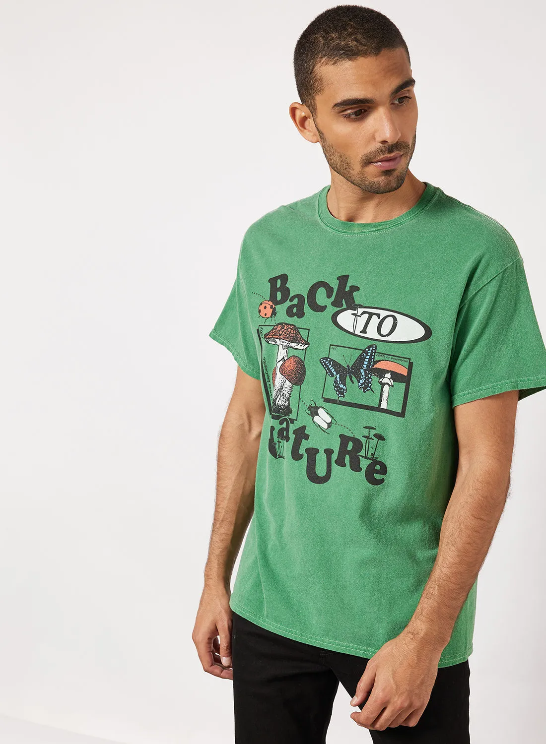Vintage Supply Slogan Print T-Shirt Green