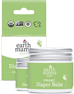 Organic Diaper Balm by Earth Mama | Safe Calendula Cream to Soothe and Protect Sensitive Skin, Non-GMO Project Verified, 2-Fluid Ounce (2-Pack)